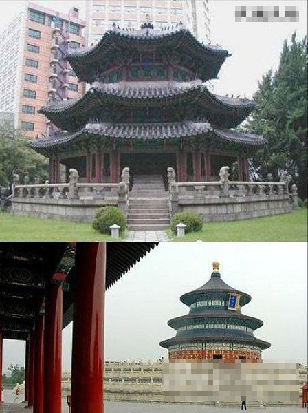 韩国天坛（上）和中国天坛（下）