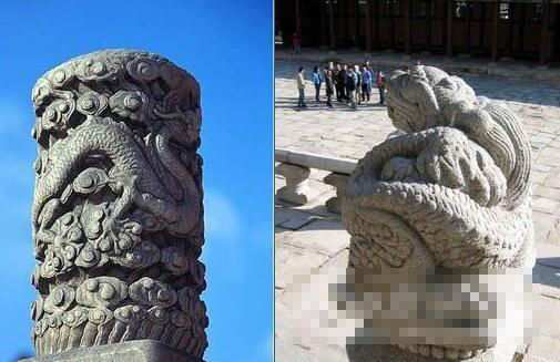 中国石柱（左）和韩国石柱（右）