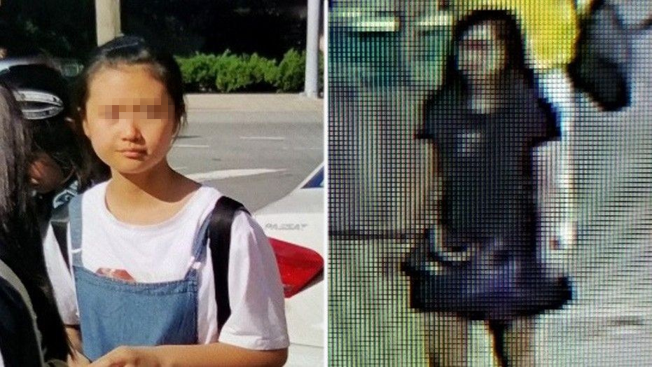 左为警方所称失踪中国女孩，右为嫌疑人(警方供图)