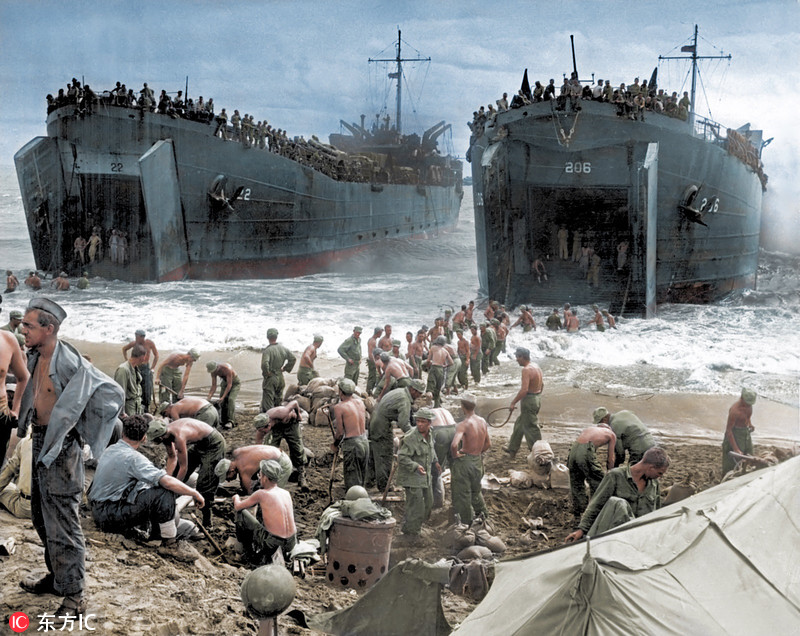 9 二战胜利73周年 珍贵老照片上色再现美日对战经典时刻