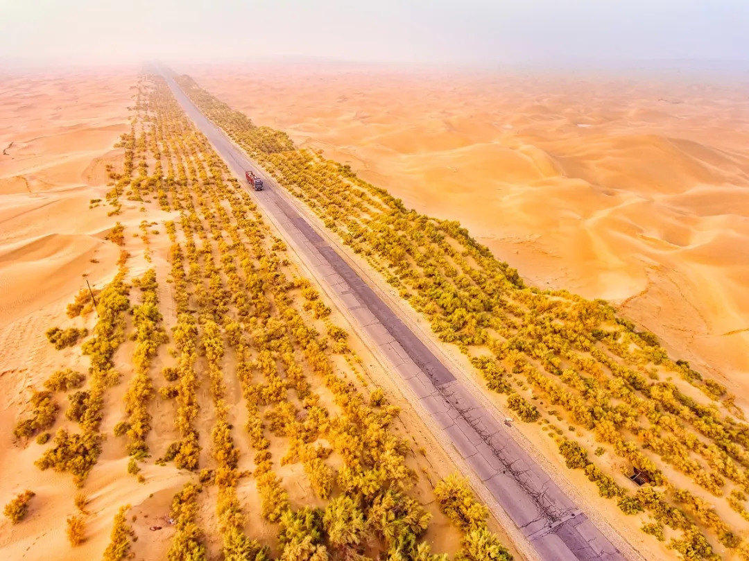这条穿越沙海的公路 秋天自驾美爆了