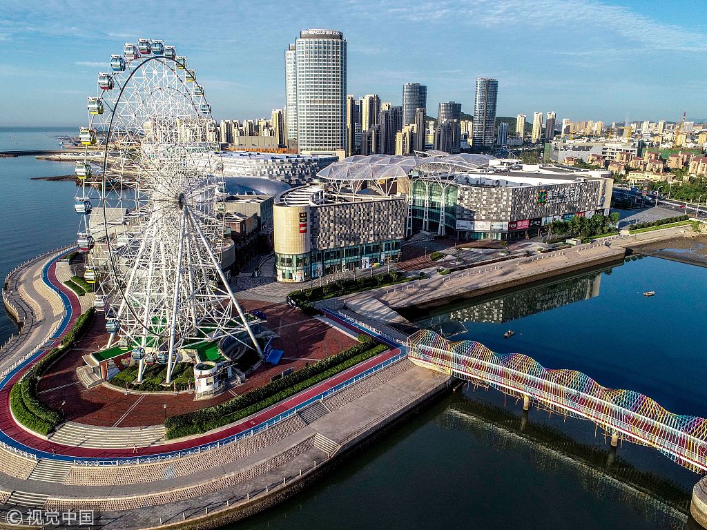 航拍青岛西海岸新区 磅礴壮丽一派"国际范儿"