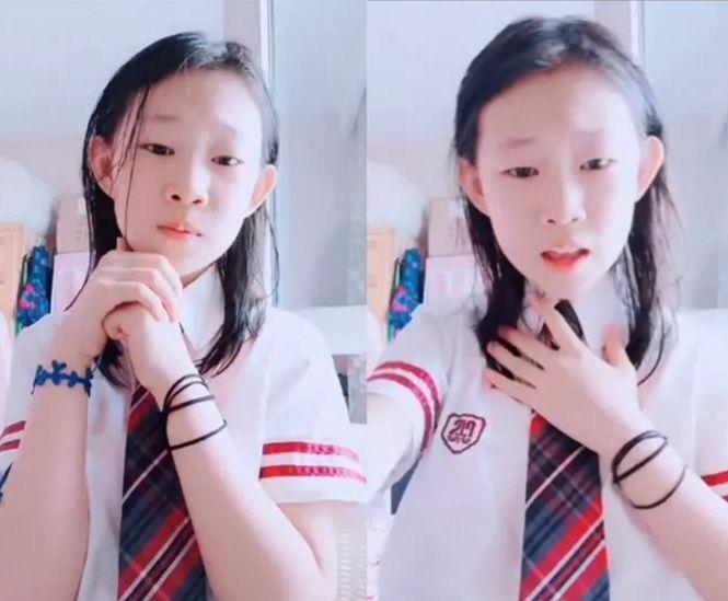 穿校服的沈佳润清纯可爱,表情特别丰富!