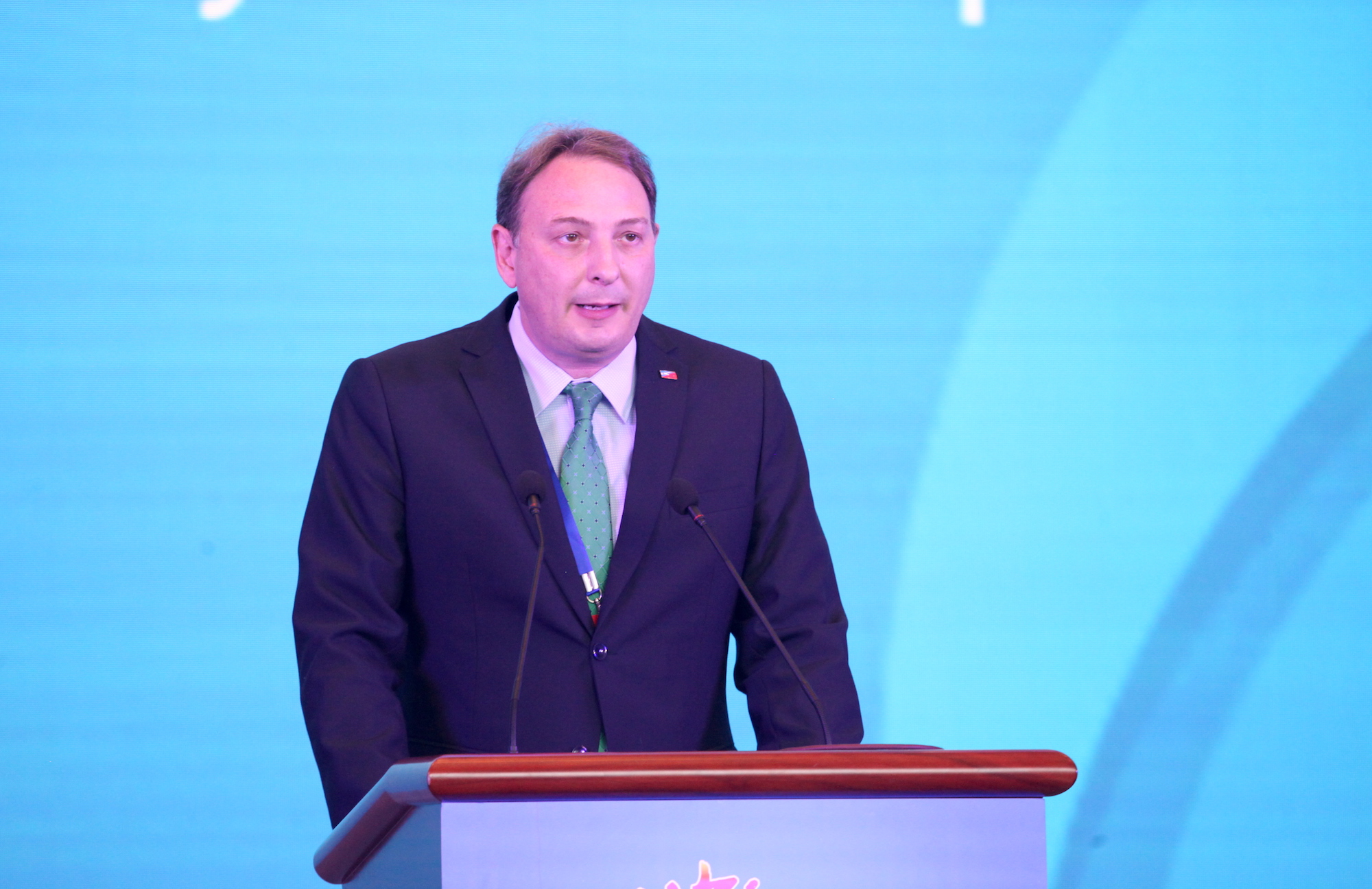 阿根廷驻华使馆商务参赞胡利安·卡内萨在2018会展经济发展论坛致辞.