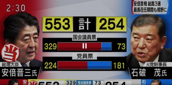 安倍胜选后发表演说 是时候解决宪法修订问题了