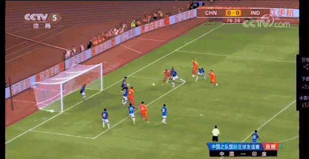 第77分钟的门前混战,国足险些攻破印度队大门
