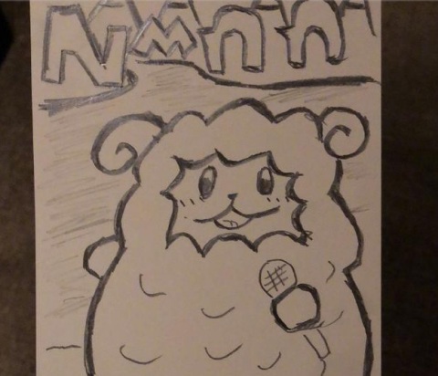 张艺兴三胎将生紧张涂鸦 可爱小羊紧攥麦克风