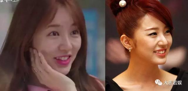 正面看，额头更饱满了，下巴变得又尖又长。