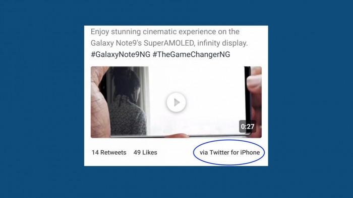 又闹乌龙：三星用iPhone发布Note 9宣传广告