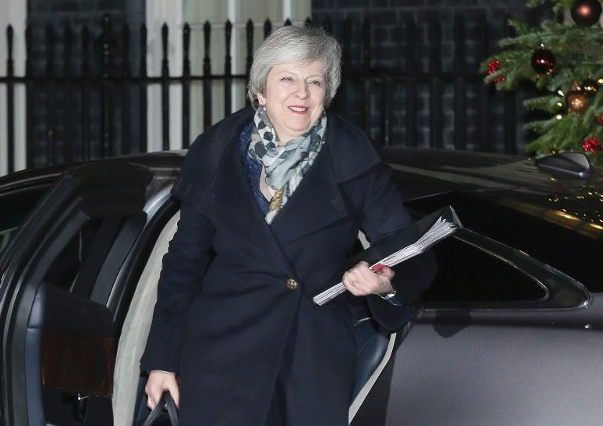 特蕾莎·梅笑容满面回到唐宁街首相府。