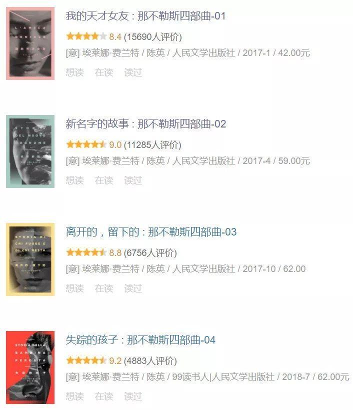 费兰特也因“那不勒斯四部曲”的发表而入选《时代》周刊“当今世界100个最具影响力的人物”。