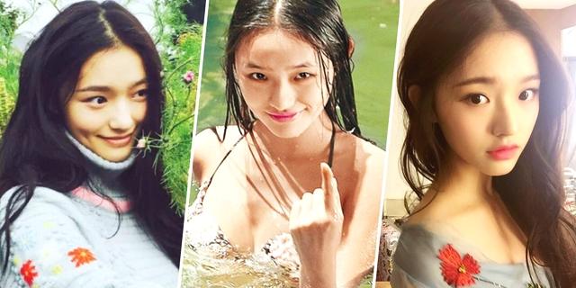 对比关晓彤的下巴长度。