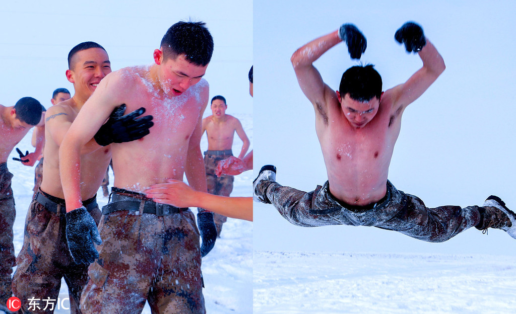 10 零下二十摄氏度!直击新疆军人赤膊抗寒练倒功
