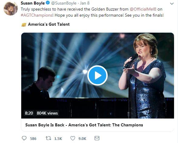 ▲Susan Boyle/Twitter