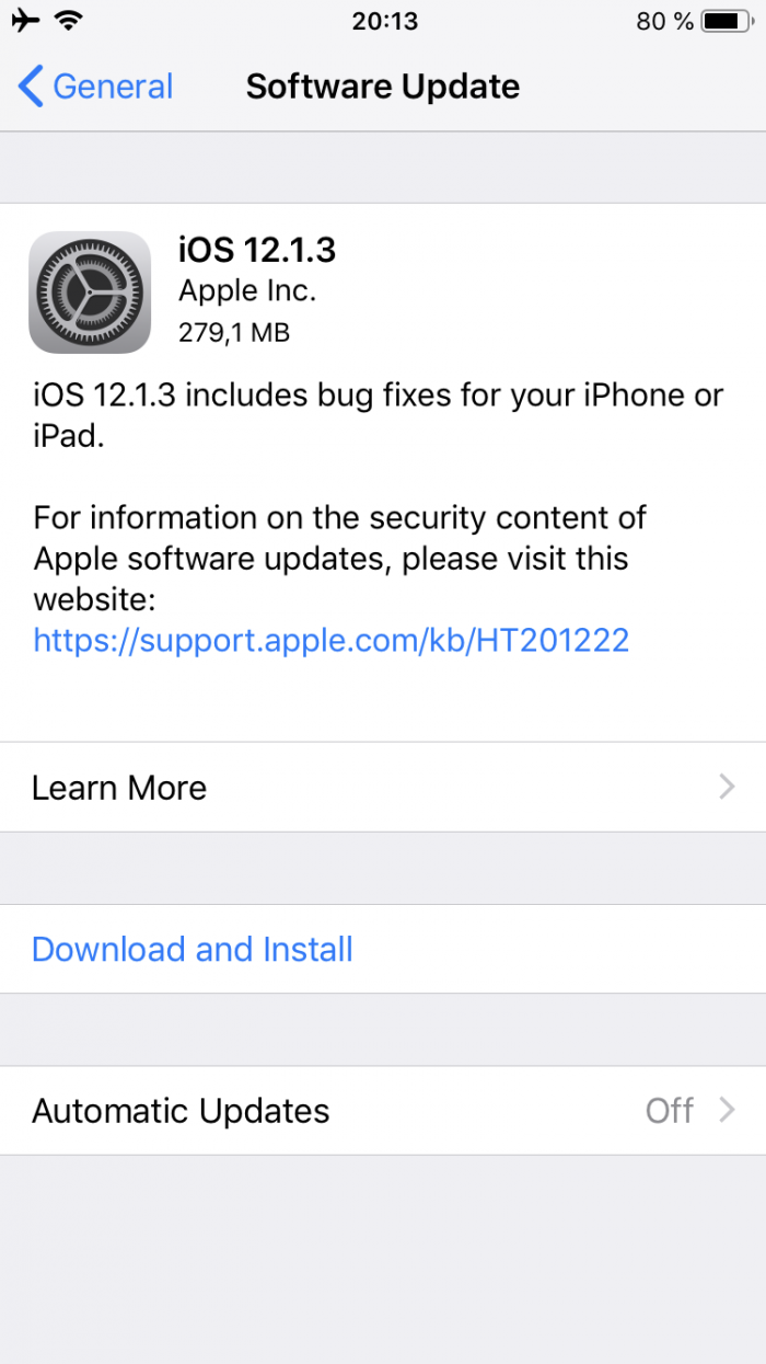 苹果发布iOS 12.1.3、macOS 10.14.3等系统更新