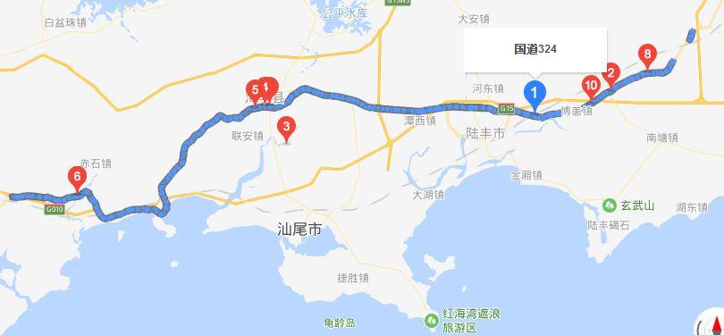 7,廣東省g324國道汕尾市境內639公里至648公里路段