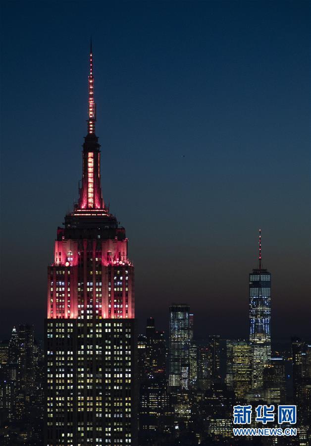 纽约帝国大厦中国春节主题灯光秀庆祝中国农历新年