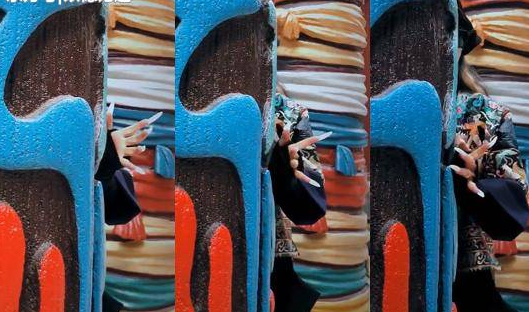 在后面的镜头中，她又特意展示了几次自己的指甲，看来她对自己的指甲非常满意。