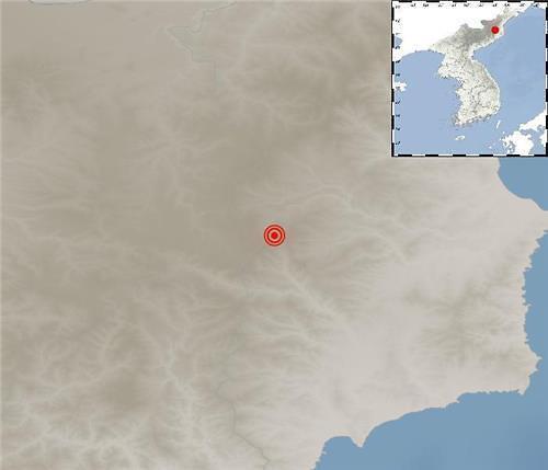 朝鲜发生地震的位置图源：《亚洲日报》、韩国气象厅