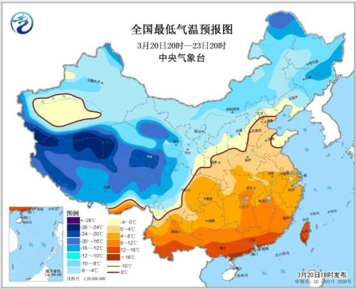 图2 全国最低气温预报图