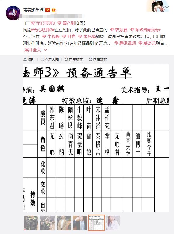 目前这个演员阵容除了官宣的三位其他演员还未官宣，一切以官宣为准，曝光仅供参考使用。
