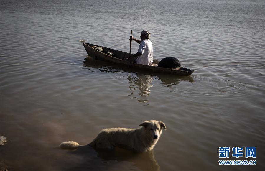 伊朗持续洪涝灾害 居民划船出行