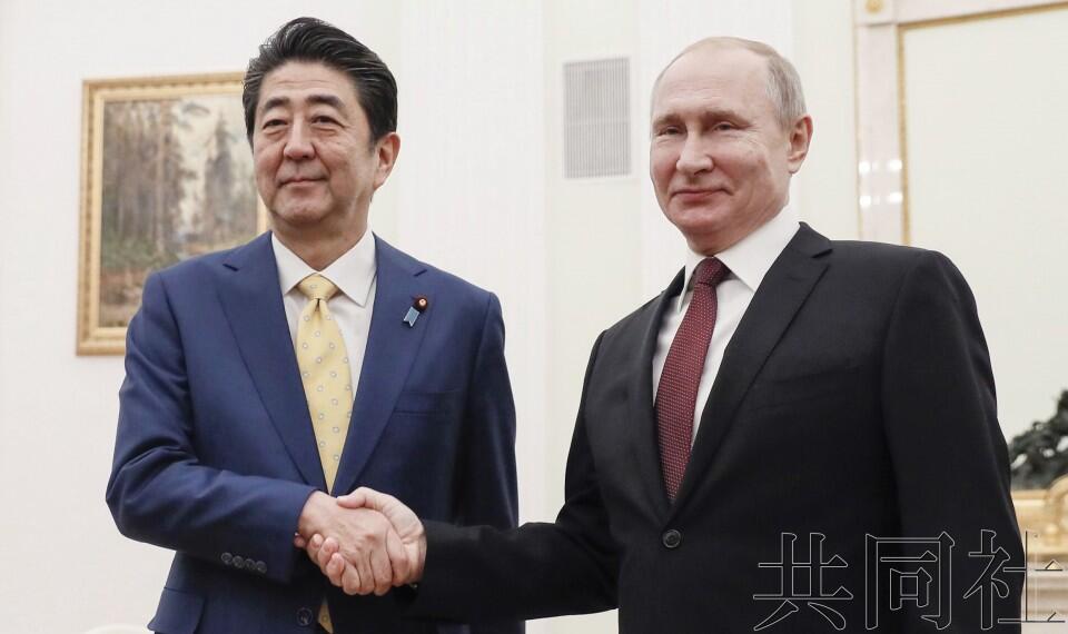 日本首相安倍晋三和俄总统普京