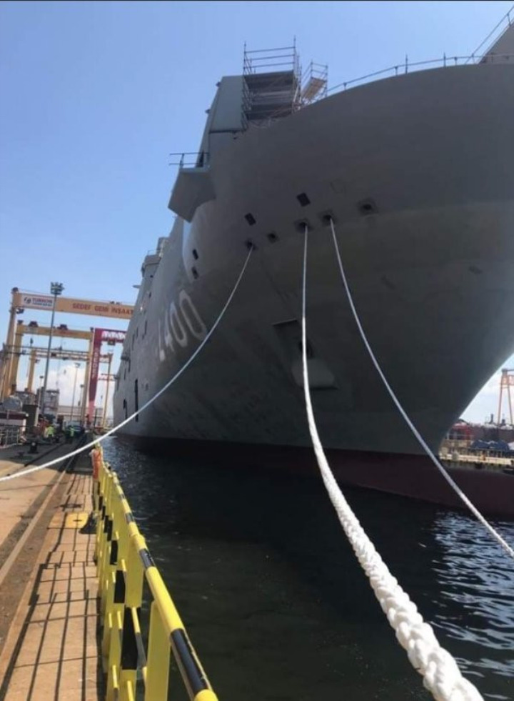 2019年5月4日,土耳其图兹拉的塞代夫造船厂中建造的l400阿纳多卢号