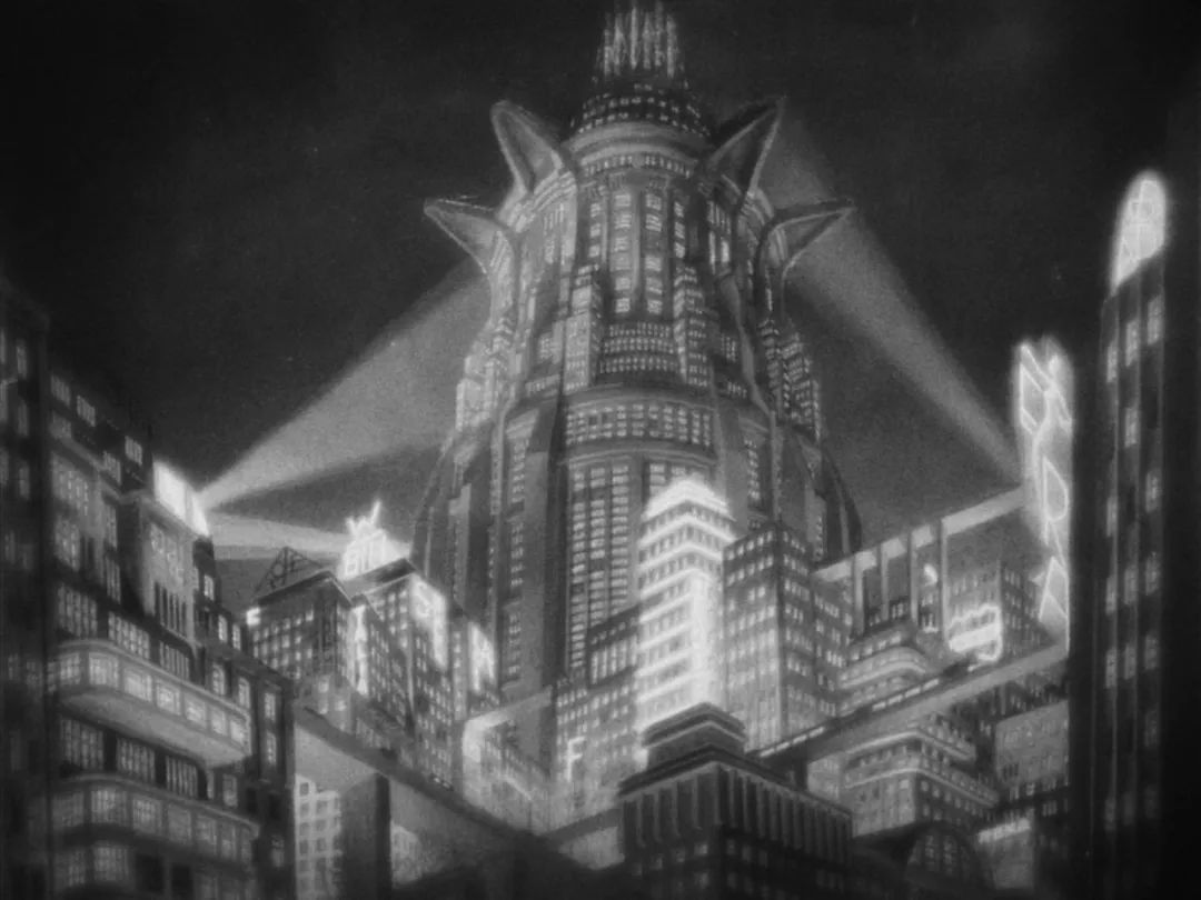 1927年上映的电影《大都会》中的Art Deco风格建筑