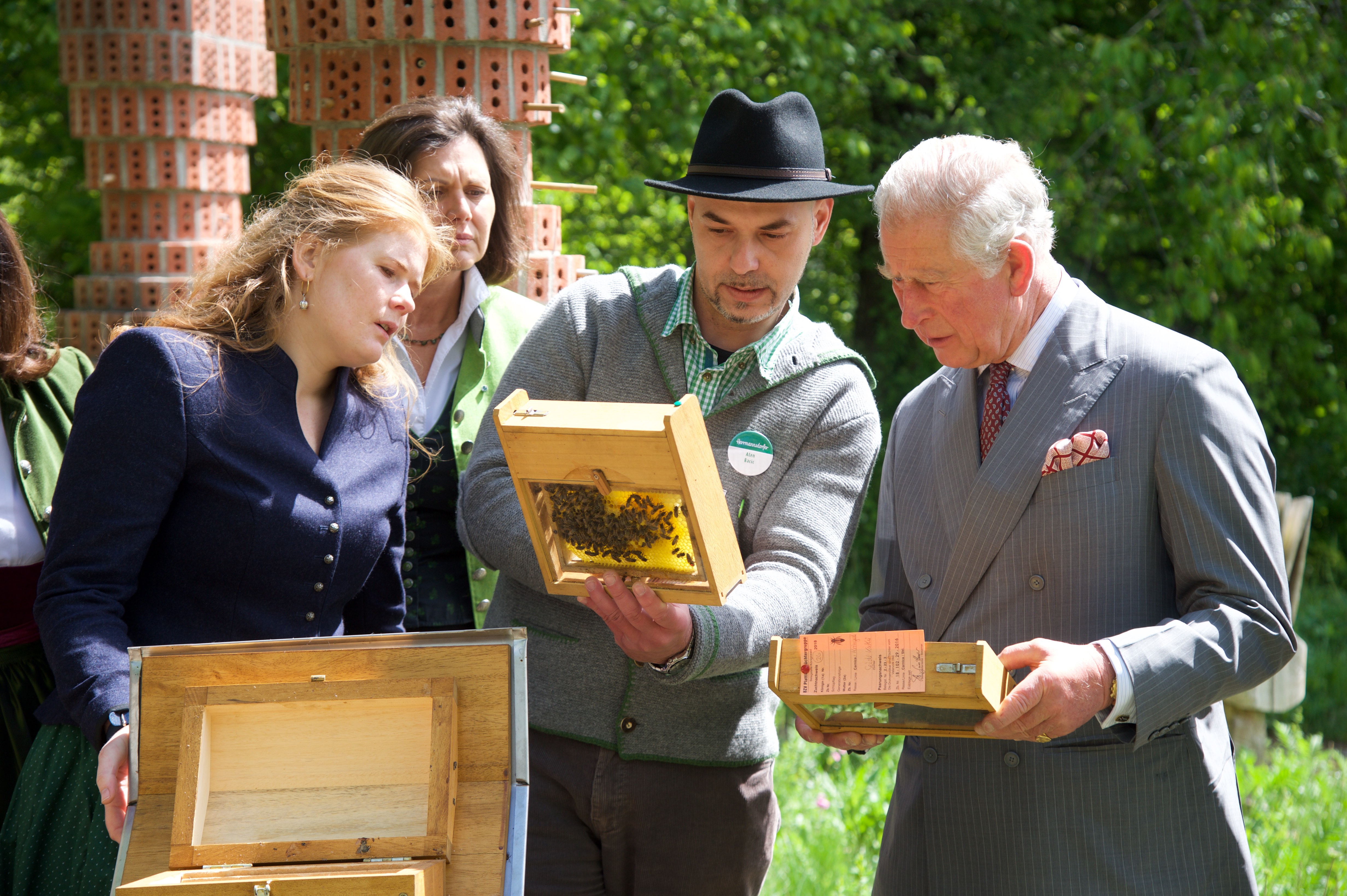 查尔斯王子访德参观有机农场 品尝啤酒美食对养蜂好奇不已