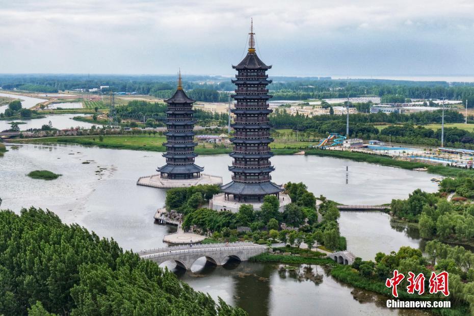 4 航拍宿迁"龙凤塔" 矗立黄河故道展雄姿