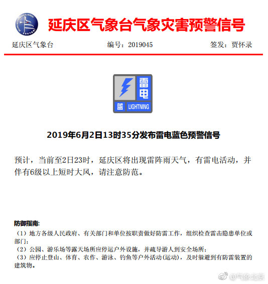 快回家!北京多区发布雷电蓝色预警