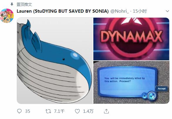 吼鲸王,使用极巨化!“你将被该操作杀死,确定要继续么?”