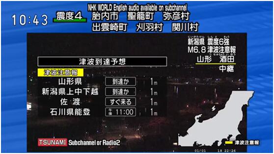 NHK海啸预警截图
