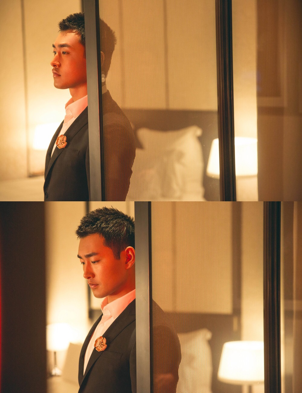 王彦霖身着深色西装梦幻光影间尽显绅士风格