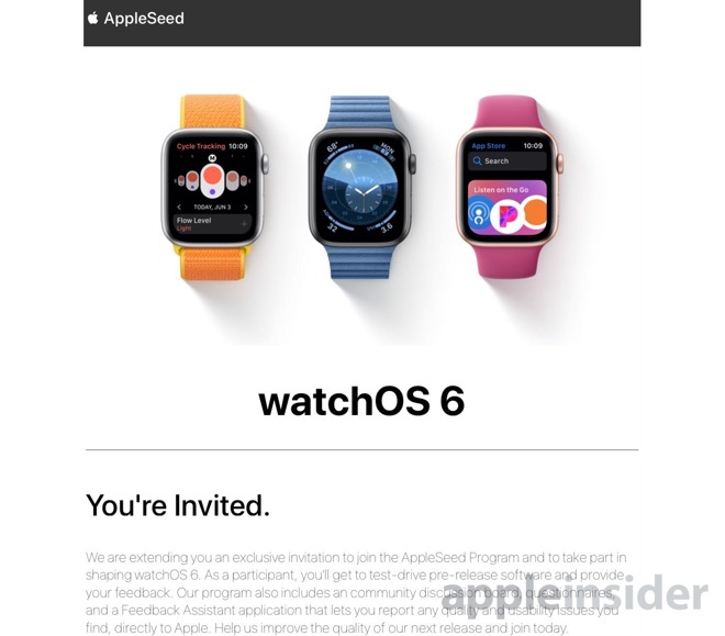 苹果邀请部分watchOS 6用户参与AppleSeed项目