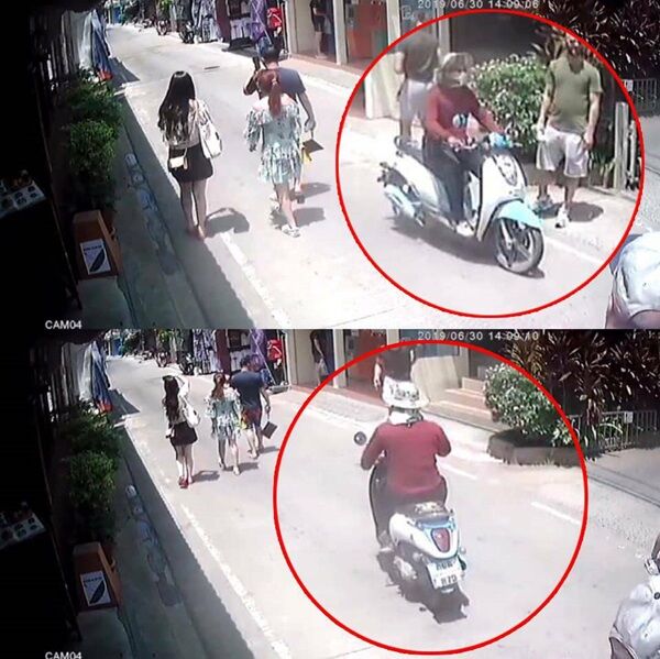 (骑着摩托车的劫匪。图源：《世界日报》)