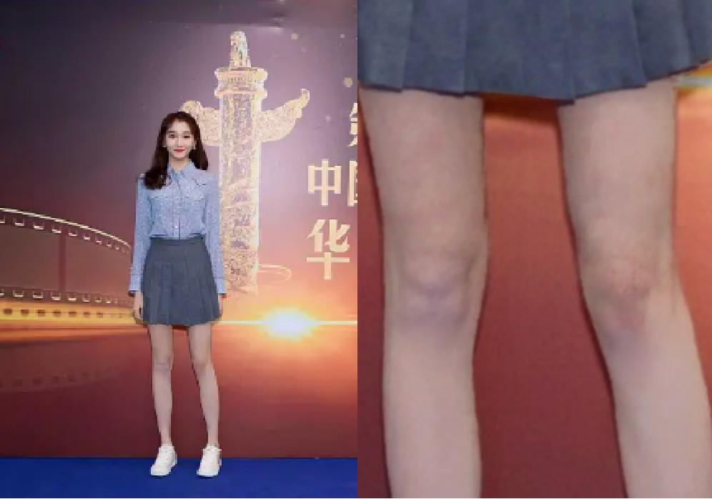关晓彤全身涂粉合集！膝盖一个白一个黑，脖子上的肤色差超尴尬