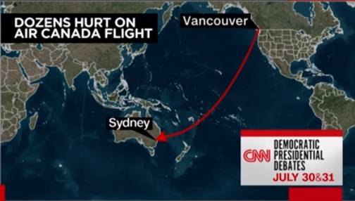 航班飞行示意图，图源：CNN视频报道
