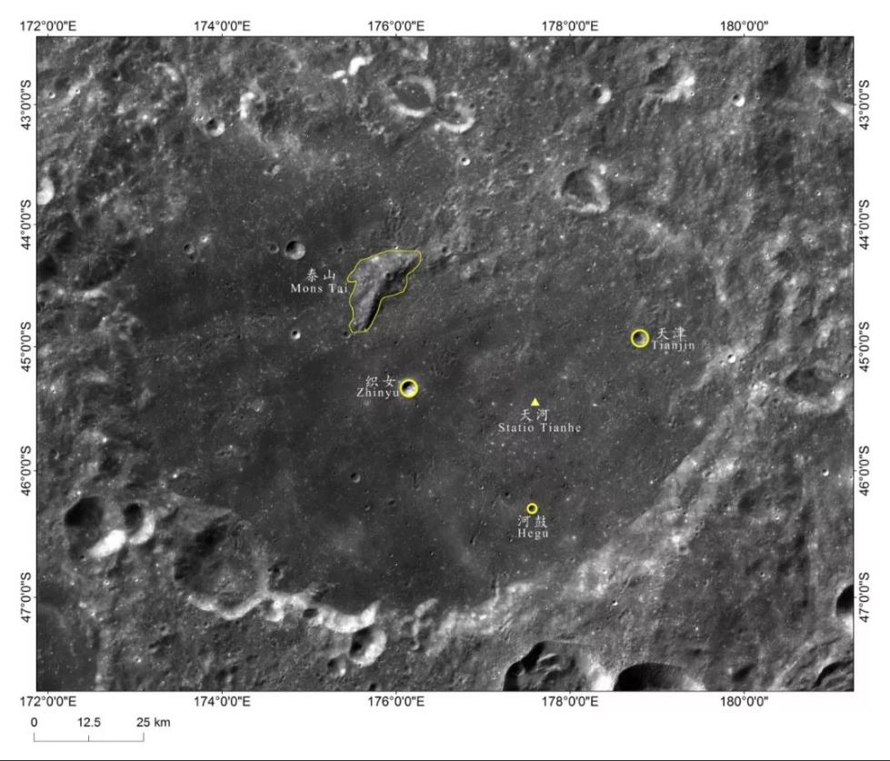 图为嫦娥四号着陆区地理实体命名影像图。 新华社发（国家航天局供图）