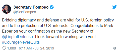 (蓬佩奥推特截图)