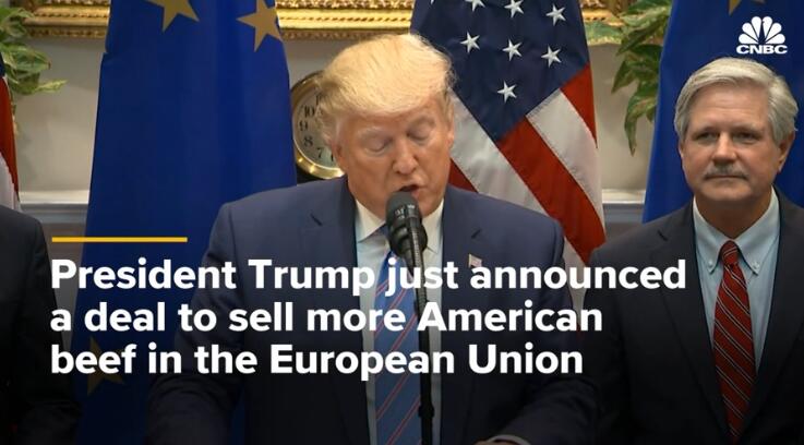 (特朗普2日在白宫宣布与欧盟就美国牛肉出口达成协议)
