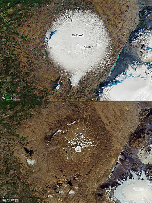 冰川融化对比图片