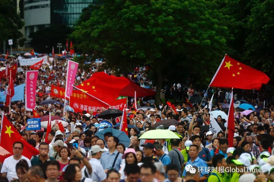 ▲17日下午，47.6万人齐聚，参加“反暴力、救香港”大集会 (图via Global Times)