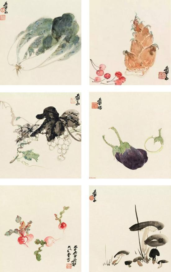 图3。张大千《蔬果图六帧》