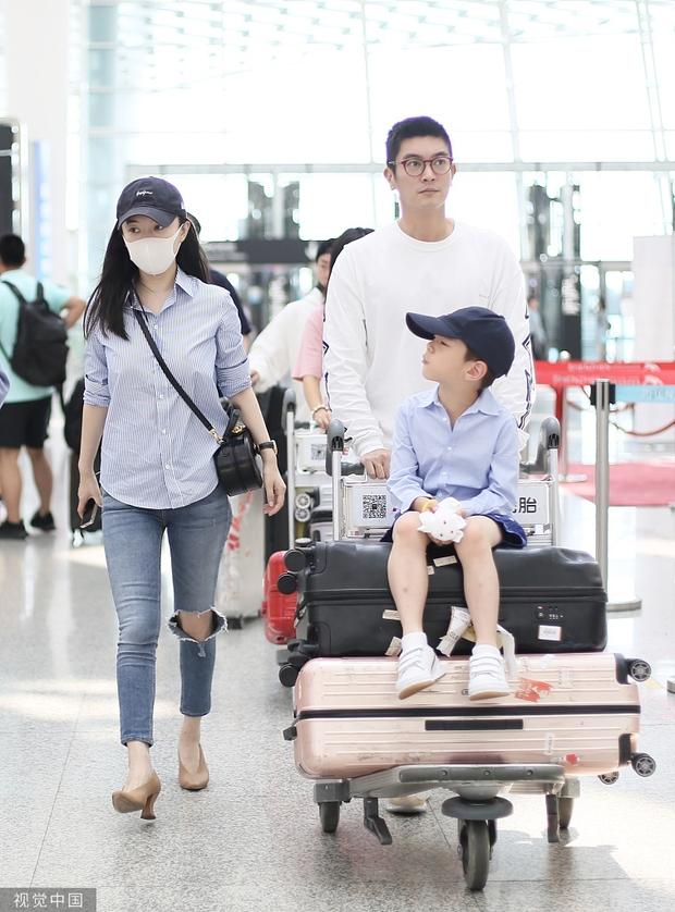 杜江一家三口现身画面温馨 嗯哼坐行李车呆萌可爱