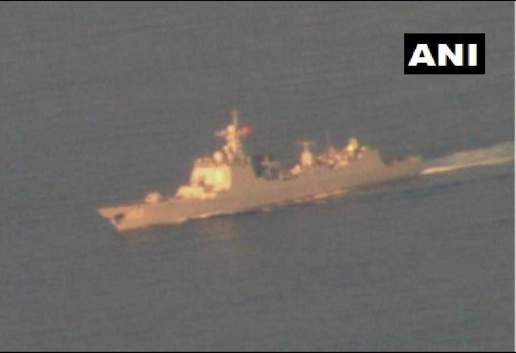ANI展示了另外一艘被印度海军P-8I反潜巡逻机拍摄到的中国海军军舰