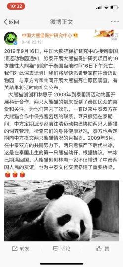 中国大熊猫保护研究中心官方微博截图。 中国大熊猫保护研究中心供图