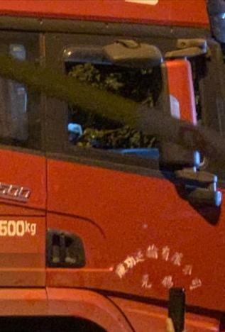 随桥面一起侧翻的红色卡车上，写有“无锡成功运输有限公司”标识