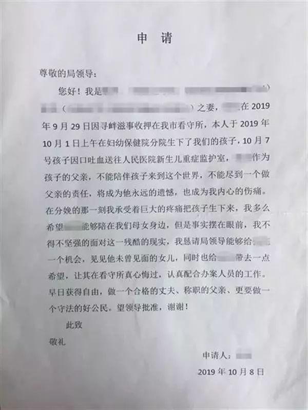 张某妻子的申请书